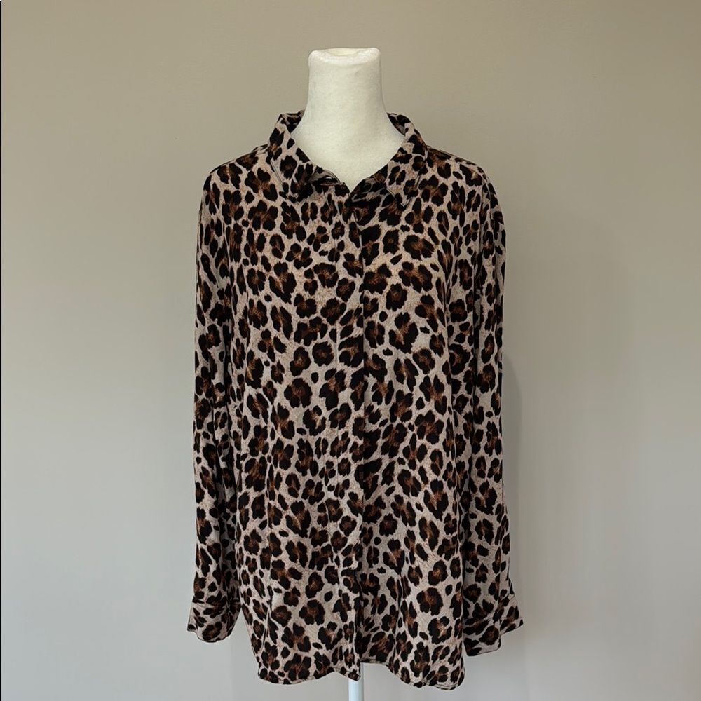 Alexander Jordan Leopard Print Women's Top Size 1X Women’s